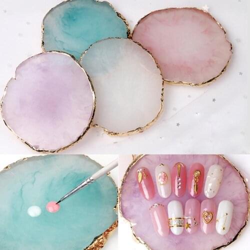 Natural Resin Agate Nail Art Tools Color Paint Palette Holder Drawing Plate Gel Polish Tips Color Mixing Display Nail Styles