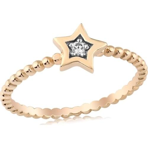 14k Gold Natural Diamond Star Gemstone Ring PY1066-1