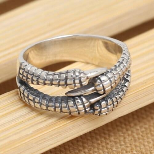 Handmade 925 silver dragon paw ring vintage sterling silver man ring male jewelry gift unisex finger ring Adjustable
