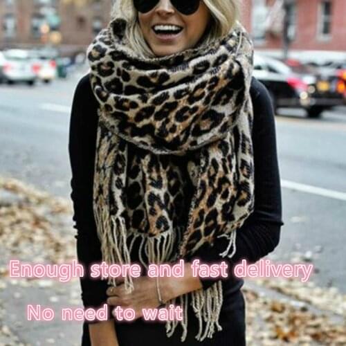 Brown Poncho Leopard Femme Winter Blanket Scarf Warm Soft Cashmere Thicken Long Ladies Tassel Scarves Women 2021 Poncho Foulard