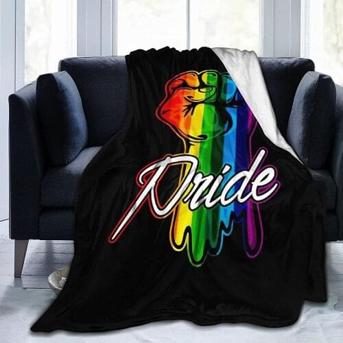 Gay Pride Rainbow Fist LGBT Soft Fleece Throw Blanket Lightweight Plush Blanket Warm Flannel for Bed Couch