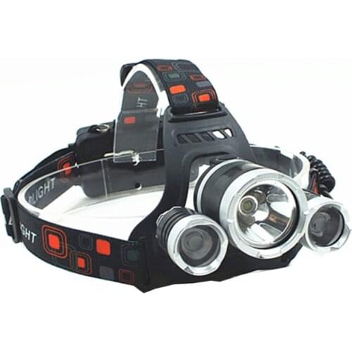Hot High Quality T6+XPE 3LED Headlight Aluminum Alloy Glare Rechargeable Headlight Three-light Flashlight High Power Headlamp