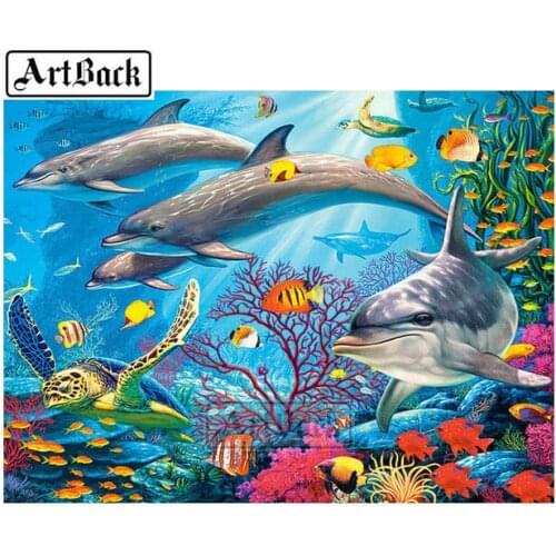 New 5d diy diamond painting seabed fish pattern full square round resin drill mosaic rhinestone 3d stick diamond embroidery