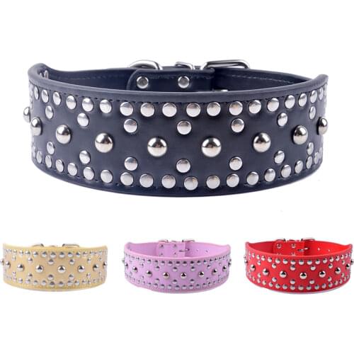 Fashion Dog Collars Pu Leather Mushroom Studded Puppy Pet Collar For Big Dogs 4Sizes M L XL XXL Pet Neck Strap Supplies
