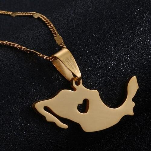 Stainless Steel Mexico Map Pendant Necklace Gold Color Mexican Maps Jewelry