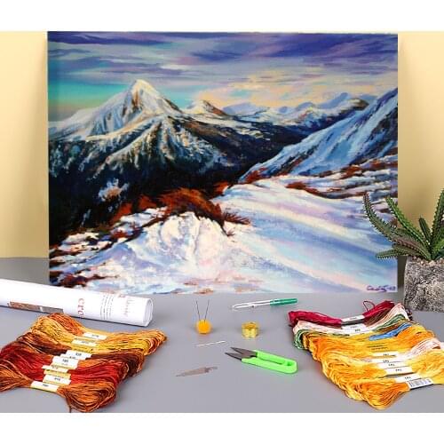 Landscape Winter Printed 11CT Cross Stitch Patterns Embroidery DMC Threads Handicraft Handiwork Painting Hobby Magic Package