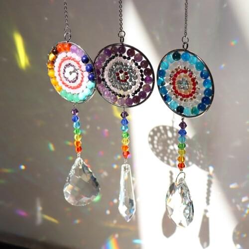 Hanging Crystal Stone Beads Prism Pendant Craft Chain Hanging Window Ornament Home Garden Decoration Patio Decorative