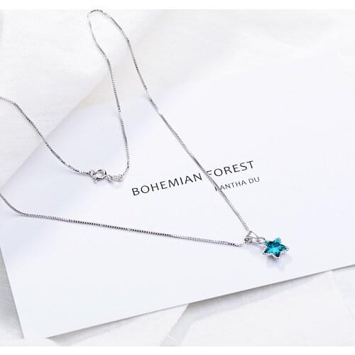 Silver Plated Fantastic Blue Crystal Star Pendant for Women Charm AAA Zircon Valentines Day Gift Pendant Fashion Party Jewelry