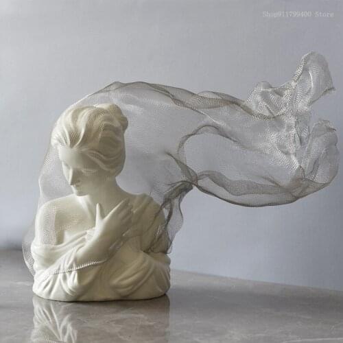Nordic Light luxury veil girl ceramic sculpture ornaments window sculpture soft ornaments Art home accessories