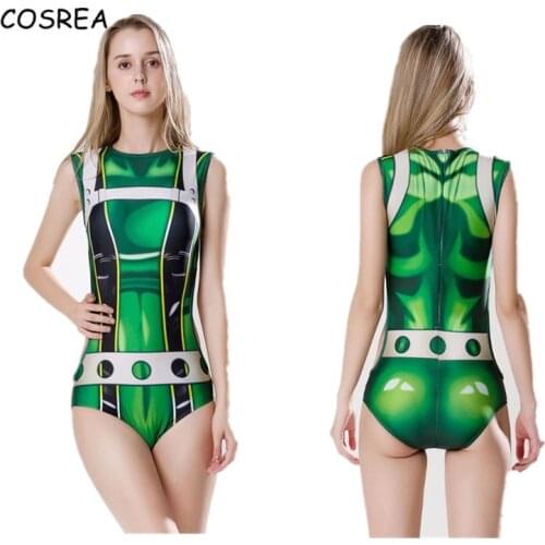 Anime Boku No Hero Academia Costume Spandex Swimsuit Froppy My Hero Academia Asui Tsuyu Cosplay Su Ku Water One-piece Swimsuit
