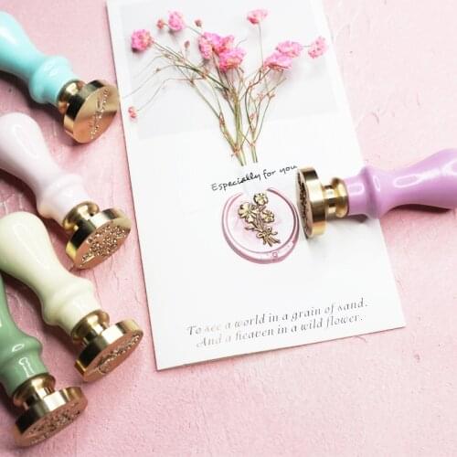 Purple Cute Girl Seal Handle Wooden Handle Wax Seal Copper Seal Greeting Card Invitation Weddingaccesory