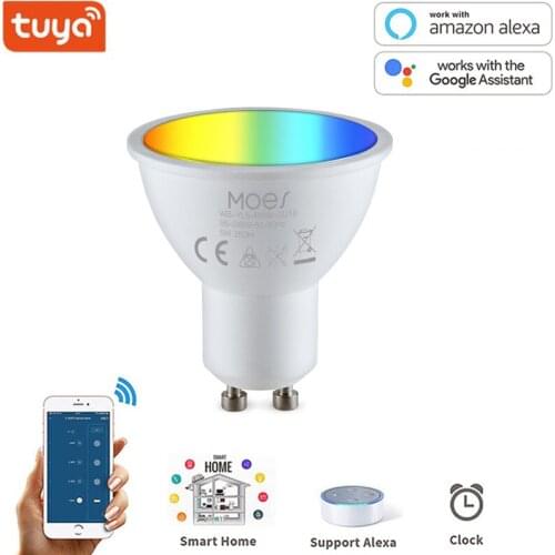 GU10 Spotlight Tuya WiFi Smart Light Bulb 5w RGB+CW 95-265V Smart Bulb App Remote Control RGB Light Lamp For Alexa Google Home