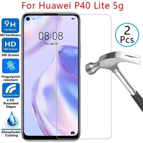 Tempered glass screen protector for huawei p40 lite 5g case cover on p40lite p 40 light protective phone coque bag accessories