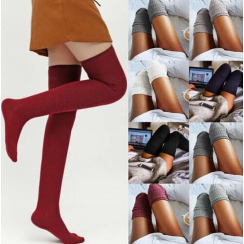 Women Long Socks Warm Thigh High Over the Knee Socks Basic Styles Spring Autumn Winter Cotton Socks Fashion Black Gray White