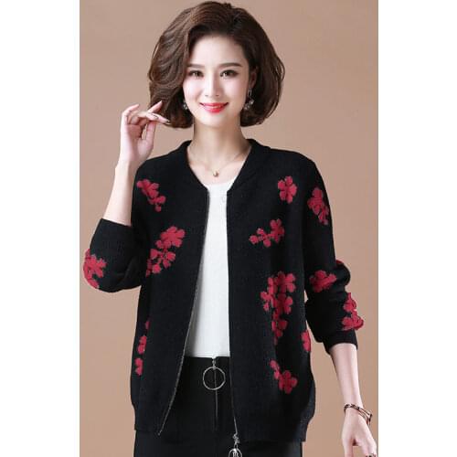 Women 2021 Spring Autumn Fashion Middle-aged Printed Coat Female O-neck Thin Overcoats Ladies Long Sleeve Short Jackets W293