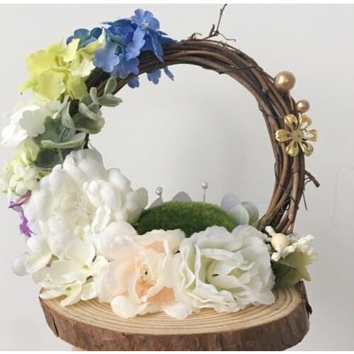 1pcs lot Unique Engagement custom double rings box pillow holder rustic flower wedding ring box
