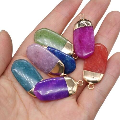 1Pcs Rectangle White Stone Add-color Pendant Charms For DIY Necklace Handiwork Sewing Craft Jewelry Accessory Making
