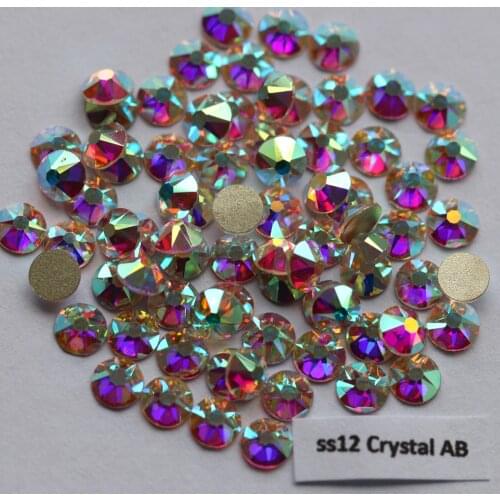 1440pcs/Lot, AAA Quality New Facted (8 big + 8 small) ss12 (3.0-3.2mm) Crystal AB Nail Art Glue On Non Hotfix Rhinestones