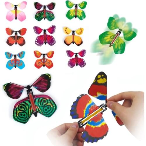 9 PCS Toy Great Surprise Gift Childrens Magic Prop Fairy Flying in the Book Butterfly Rubber Band Powered Wind Up Butterfly
