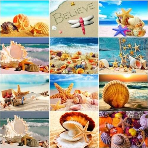 Huacan Diamond Painting Scenic Seaside 5D DIY Full Square Diamond Embroidery Beach Picture Of Rhinestones Mosaic Home Decor Gift