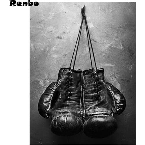 Boxing Gloves Vintage Photo Diamond Embroidery 5D DIY Diamond Painting Cross Stitch Diamond mosaic Black and White Picture Sport
