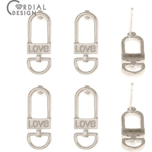 Cordial Design 100Pcs 7*17MM Jewelry Accessories/Earrings Stud/Rectangle Shape/Rhodium/Hand Made/Jewelry Finding & Components