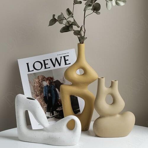 European Ceramic Vases Creativity Irregular Decorative Living Room Desktop Flower Vase Art Home Decoration Modern Ornaments