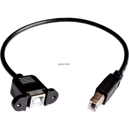High Speed 30CM M/F USB 2.0 Type B Male to Female Right Angle Extension Data Cable Panel Mount For Printer Cable with Screw Hole