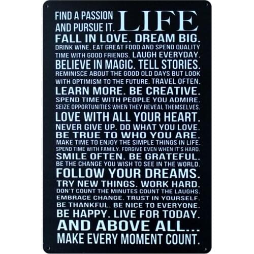 [ Mike86 ] Life Poem Metal Tin Signs wall decor House Office Restaurant Bar Metal Painting art B-117 Mix order 20*30 CM