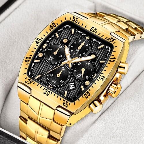 2021 New WWOOR Casual Sports Watches For Men Luxury Military Steel Quartz Wrist Watch Male Fashion Chronograph Gold Black Clock