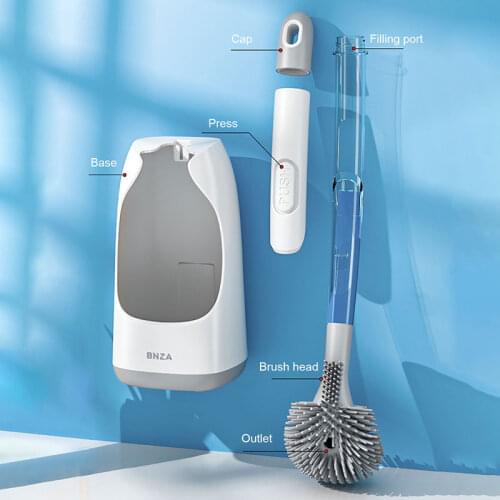 Wall-mounted Toilet Brush with Cleaning Tube TPR Corner Cleaning Brush Household Household Cleaning Tool Bathroom Accessories