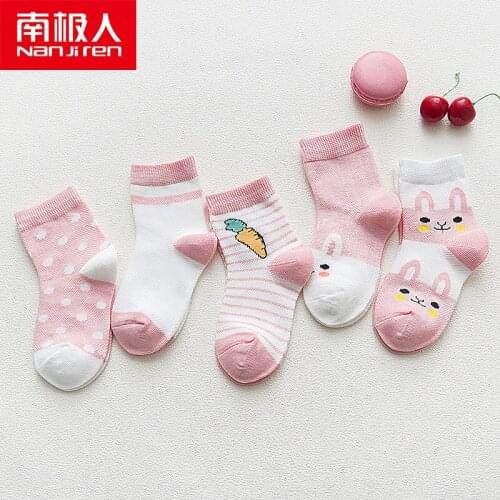NANJIREN Innocent Sock Child babe Socks Pink For Kids Socks 1 to 9 yeas old 5/pcs 100%Cotton mesh infant Sock Christmas Gift