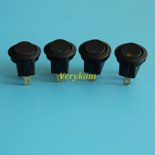 Wholesale 5000pcs a lot 16A 12V LED Light Car Boat Round Rocker ON/OFF SPST Switch 3 Pins,High Bright led red yellow green blue