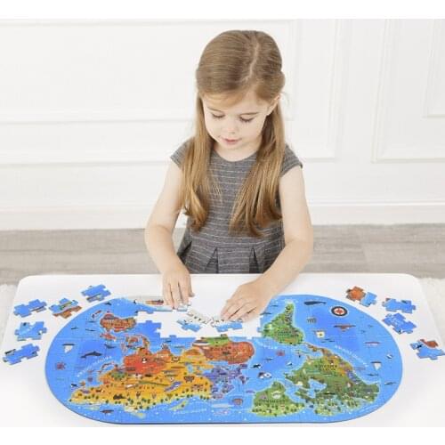 100pcs Kids World Map Puzzles Montessori Materials Educational Toys For Children World Cultural Cognition Puzzles Games oyuncak