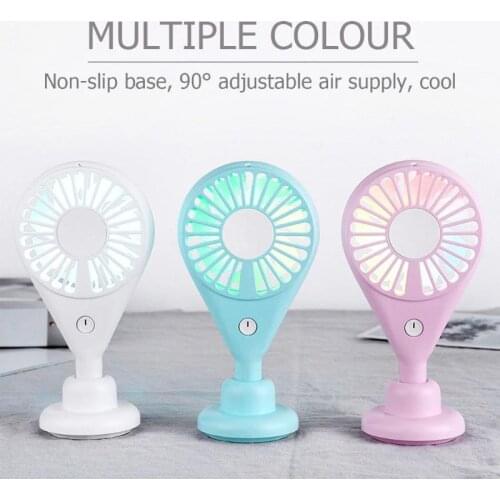 Portable Handheld Mini USB Fan Adjustable Air Conditioning Rechargeable Desk Fan with LED Night Light for Home Office Outdoor