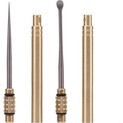Portable Ear Spoon Titanium Alloy Outdoor EDC Toothpick Bottle Fruit Fork Camping Tool Toothpick-holder Titanium