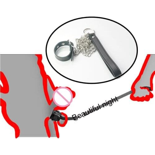 Leather Ball Stretcher Sack Pull Tug/Cock Ring/Ball Divider,CBT Chastity Cage With Leash,BDSM Sex Toys For Men
