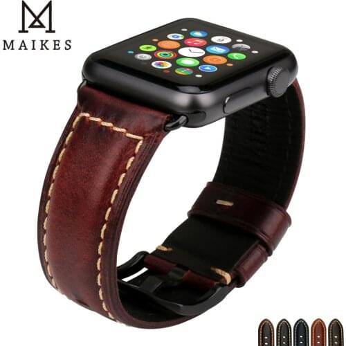 For iWatch Accessories Apple Watch Strap 44mm 40mm Series 5 4 3 2 1 Apple Watch Band 42mm 38mm Genuine Leather Red Watchband