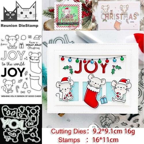Reunion 2020 Christmas Mouse Clear Stamps and Metal Cutting Dies DIY Scrapbooking Paper Photo Album Crafts Seal Card Stencil