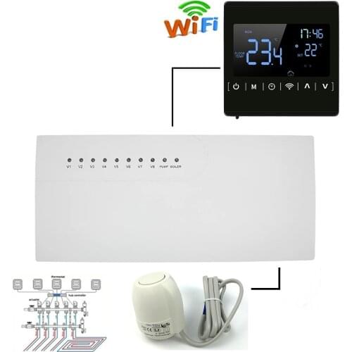 HY525 Water Floor Heating System 3A Smart WIFI Thermostat Central Heating Wiring Centres Hub Controller Actuators for Gas Boiler