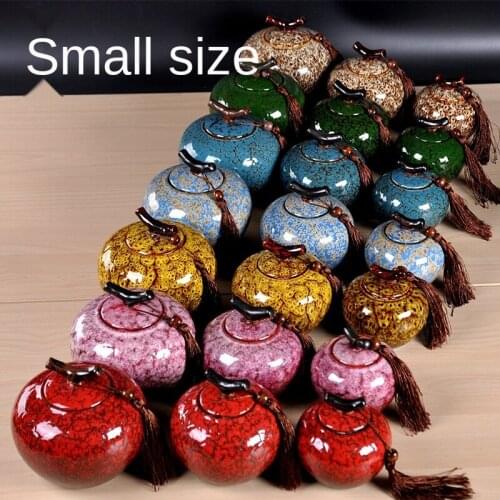 Pumpkin Style Tea Pot, Ceramic Tea Barrel, Black Tea Sealed Pot, Storage PotKiln Change Ceramic Tea Caddy TrumpetPortable travel