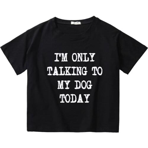 White T Printing Crop Tops Women Summer Tees Breathable Cotton High Quality Girls T-Shirt O-Neck Kids Short Sleeve Clothing