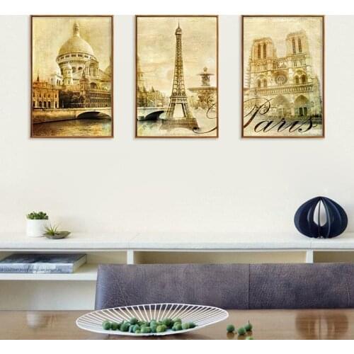Retro European Vintage Architecture Oil Painting Family Decoration Frameless Canvas Wall Art Mural Paint By Numbers Paris Castle