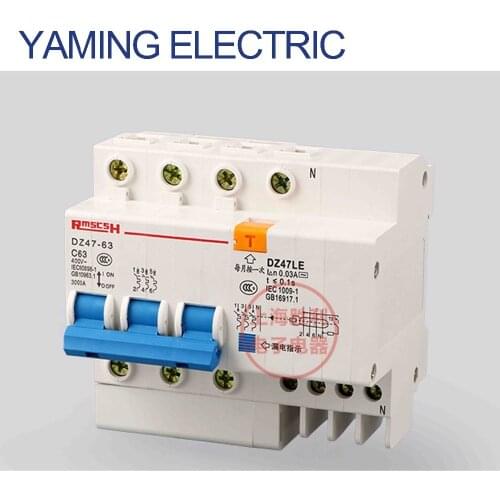 P160 DZ47LE-3P+N 6-63A Three phase wire electric shock switch leakage protection Residual current Circuit breaker