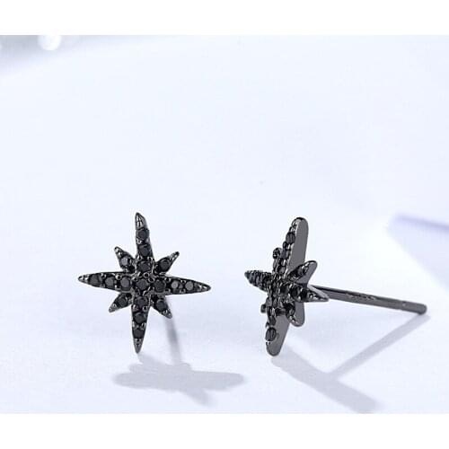Fashion 100% real 925 sterling silver stud earrings for women pure S925 silver cubic zirconia earing jewelry accessories
