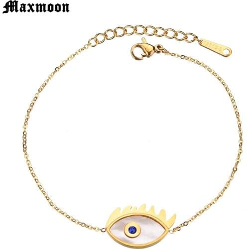 Maxmoon Good Luck Charm Hand of Fatima Bracelet For Women Turkey Jewelry Hamsa Evil Eye Talisman Bracelet Femme Pulseras