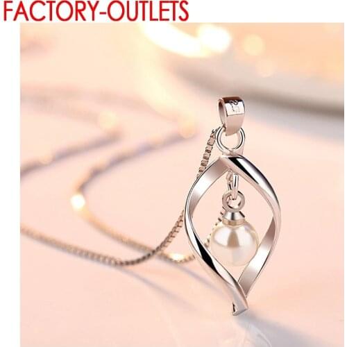 925 Sterling Silver Necklaces Trendy Fashion Jewelry Pearl Women Girls Engagement Anniversary Wholesale