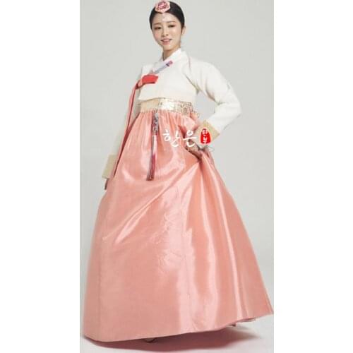 Womens Korean Hanbok Embroidery Dress Costume Ethnic Dance Traditional Long Sleeve Cosplay Tailored + Free Shipping
