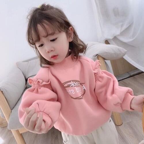 Girls Winter Long-Sleeved Sweater 2020 New Korean Lace Plus Fleece Top Japan And Korean All-Match Round Neck Thick Kids Clothes