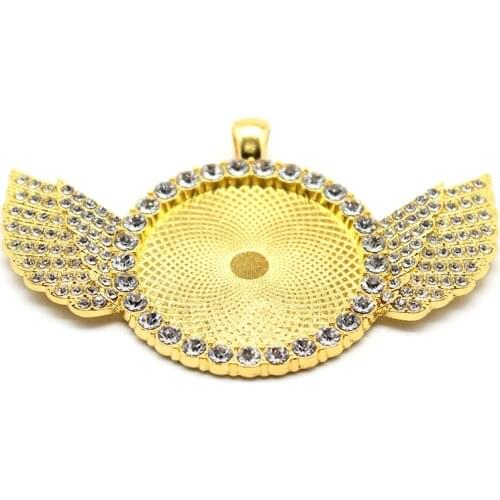 Gold Angel Wing With Crystal Rhinestones Ball Pendant Fashion Garments Decoration Jewelry Accessories